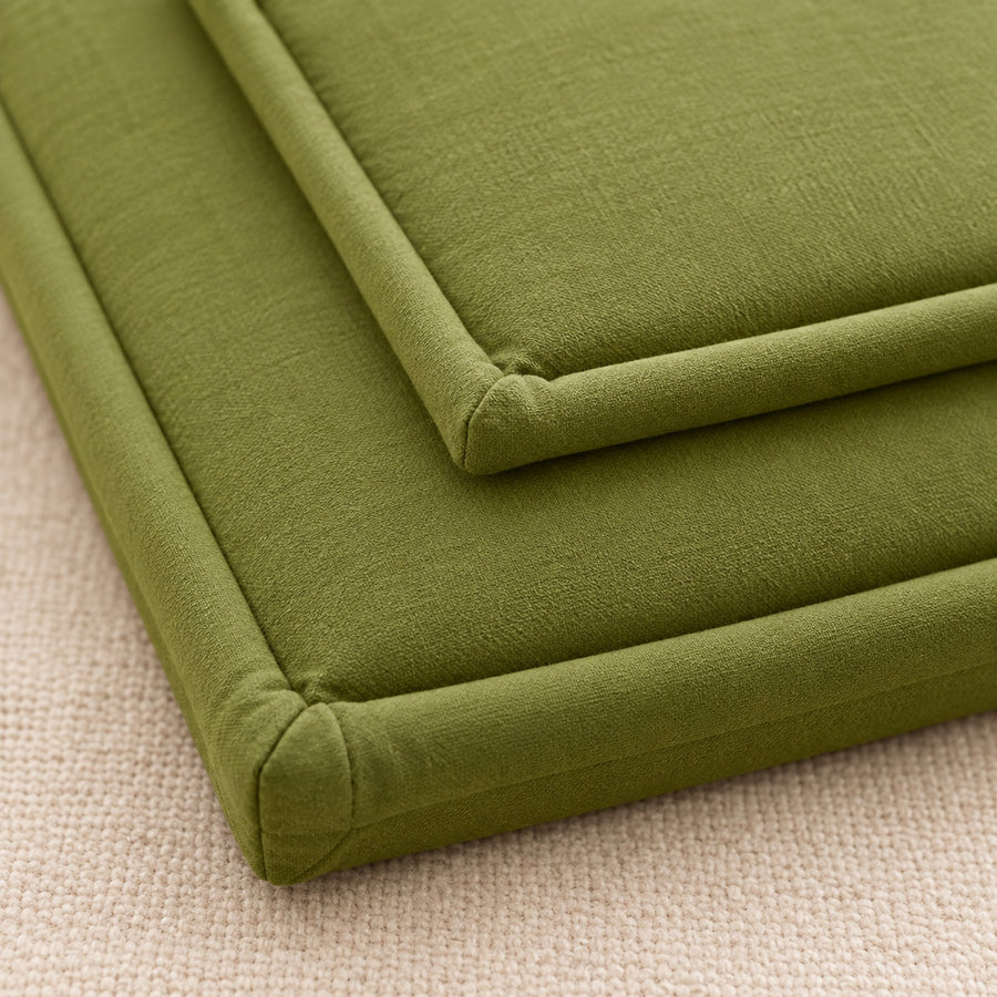 Close-up of meditation cushion fabric and seams