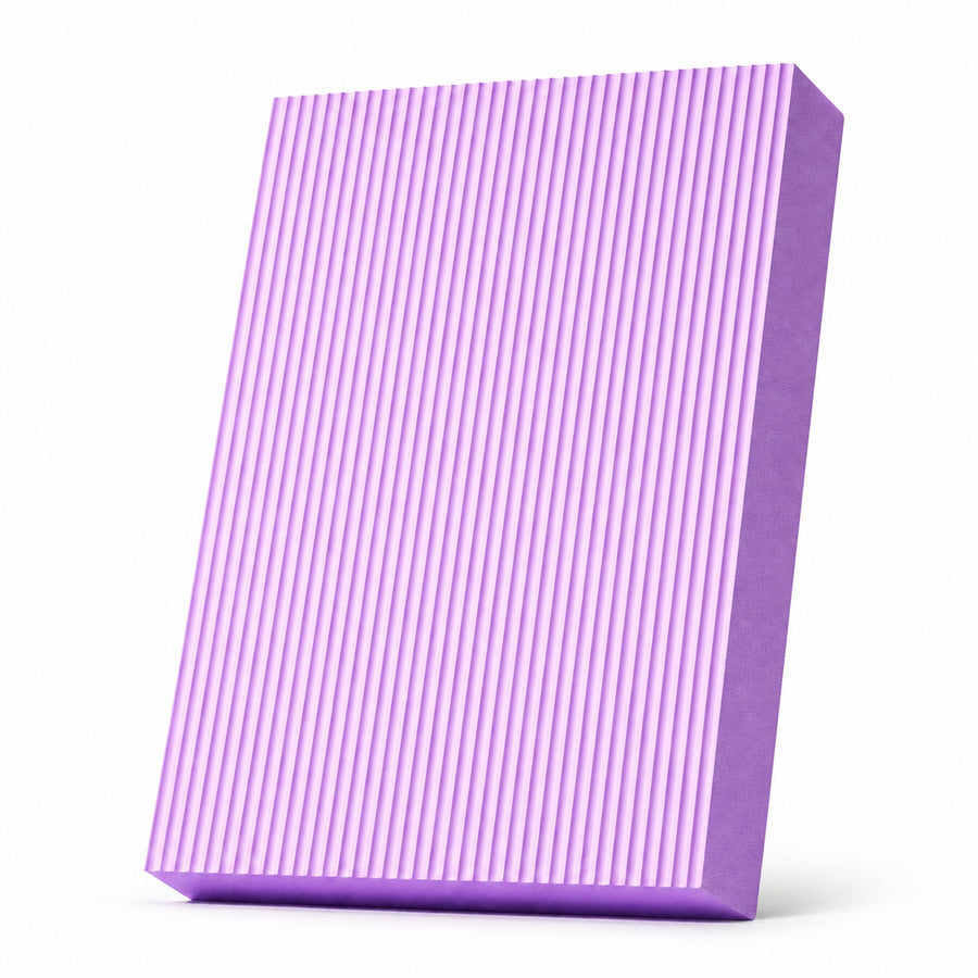 Close view of the purple ribbed balance and knee support pad