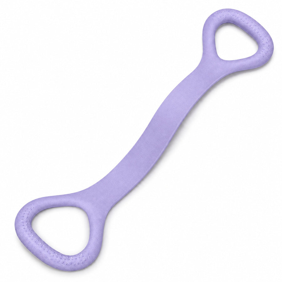 Close view of the lavender figure-eight resistance band